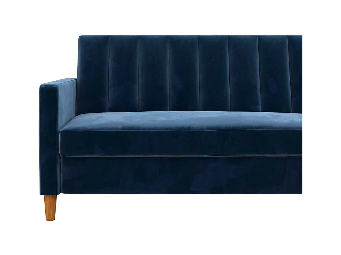 Ecksofa Samt Bezug blau mit Schlaffunktion Bettkasten