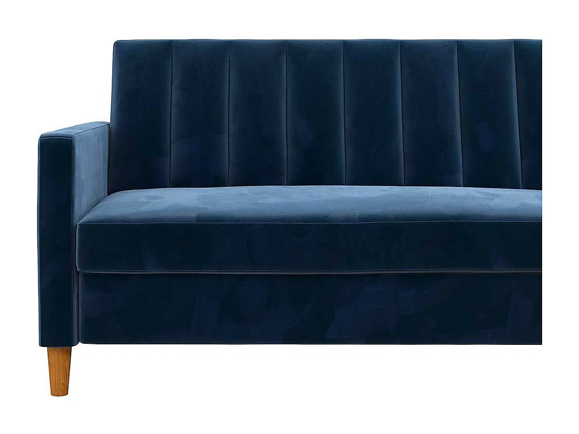 Ecksofa Samt Bezug blau mit Schlaffunktion Bettkasten