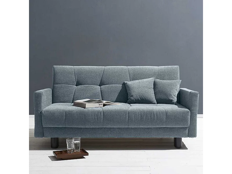 Klappcouch in Hellblau Flachgewebe verstellbaren Armlehnen