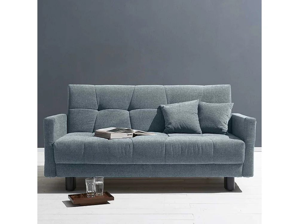 Klappcouch in Hellblau Flachgewebe verstellbaren Armlehnen