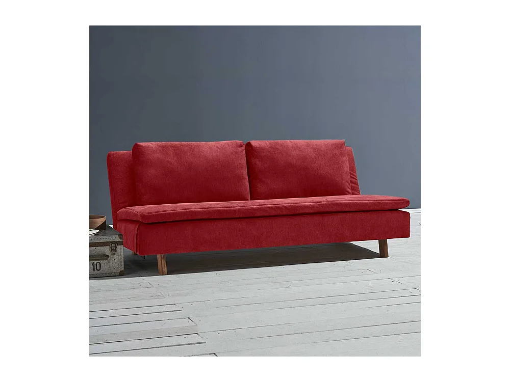 Schlafsofa rot modern Made in Germany Microvelour