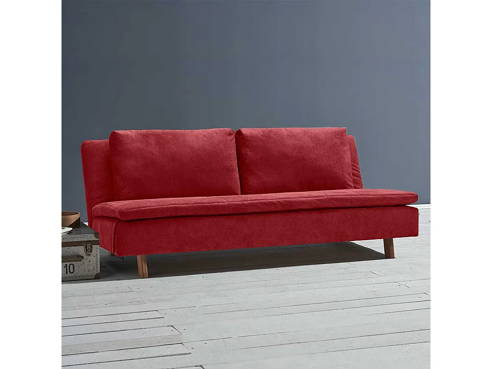 Schlafsofa rot modern Made in Germany Microvelour