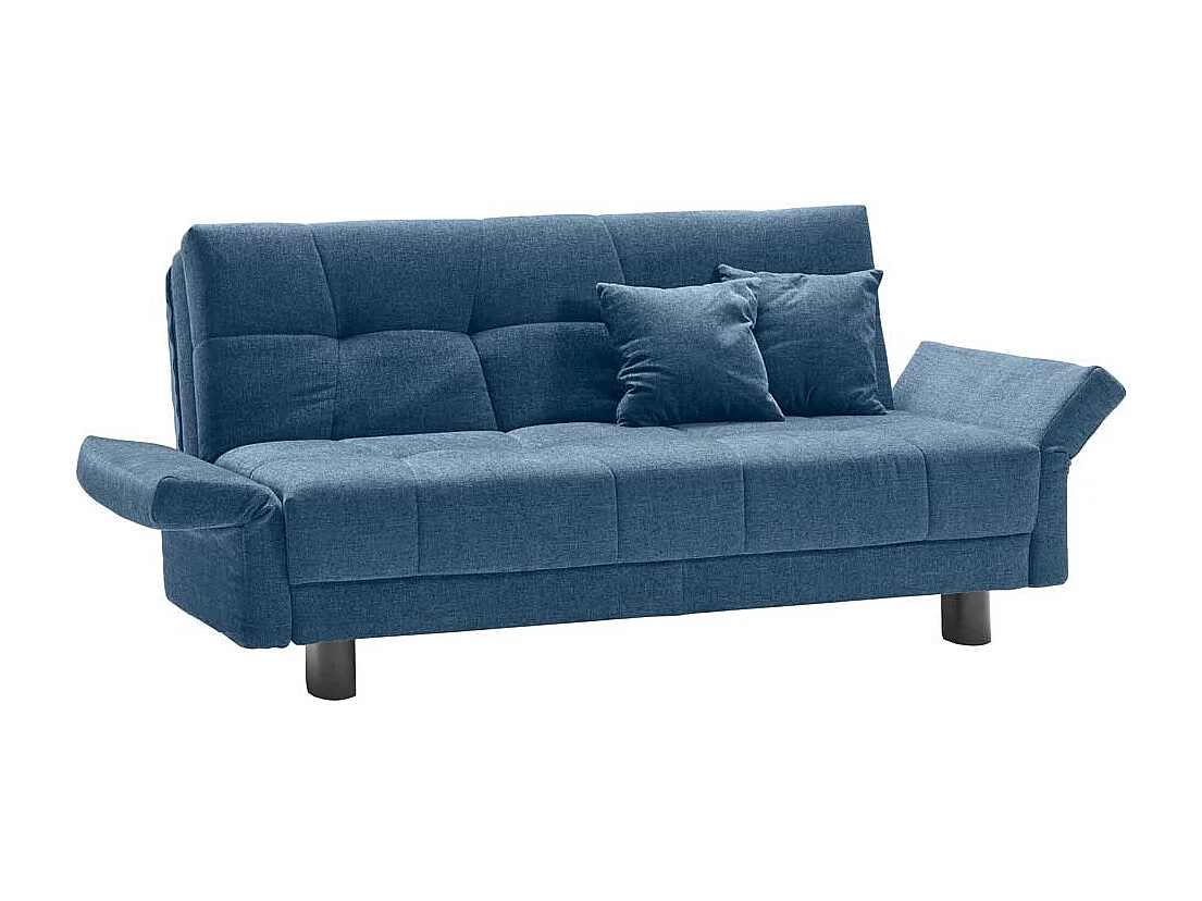 Ausziehsofa in Blau Flachgewebe verstellbaren Armlehnen