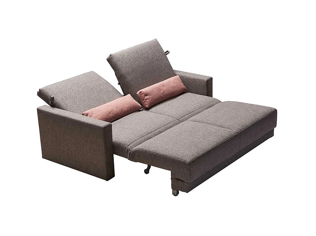 Schlafcouch in Grau Webstoff Armlehnen