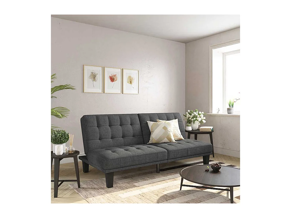 Zweisitzer Schlafsofa mit Rücken Klappmechanik Grau Stoff