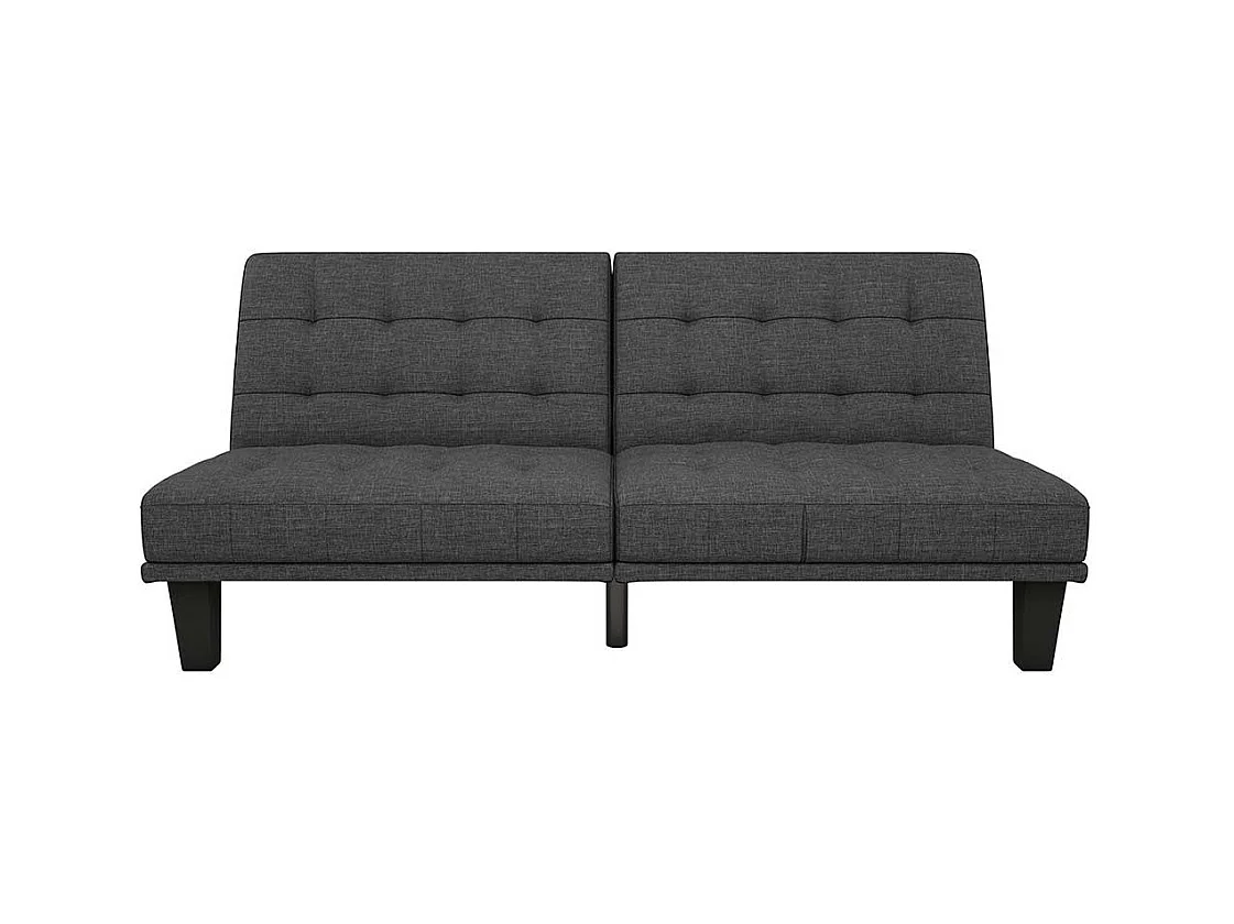 Zweisitzer Schlafsofa mit Rücken Klappmechanik Grau Stoff