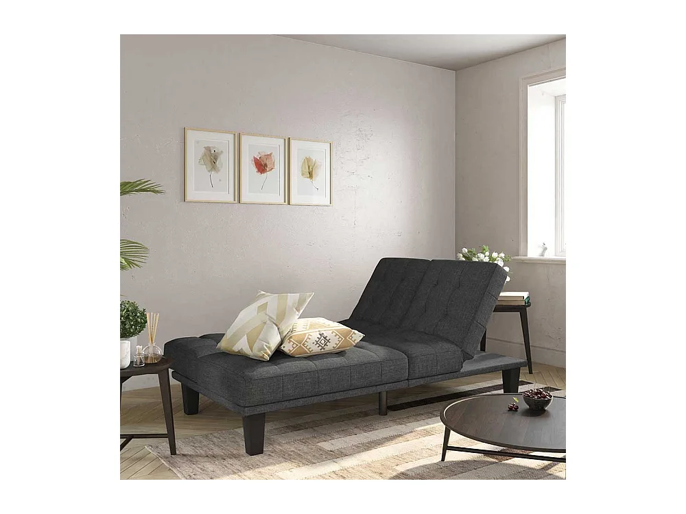 Zweisitzer Schlafsofa mit Rücken Klappmechanik Grau Stoff