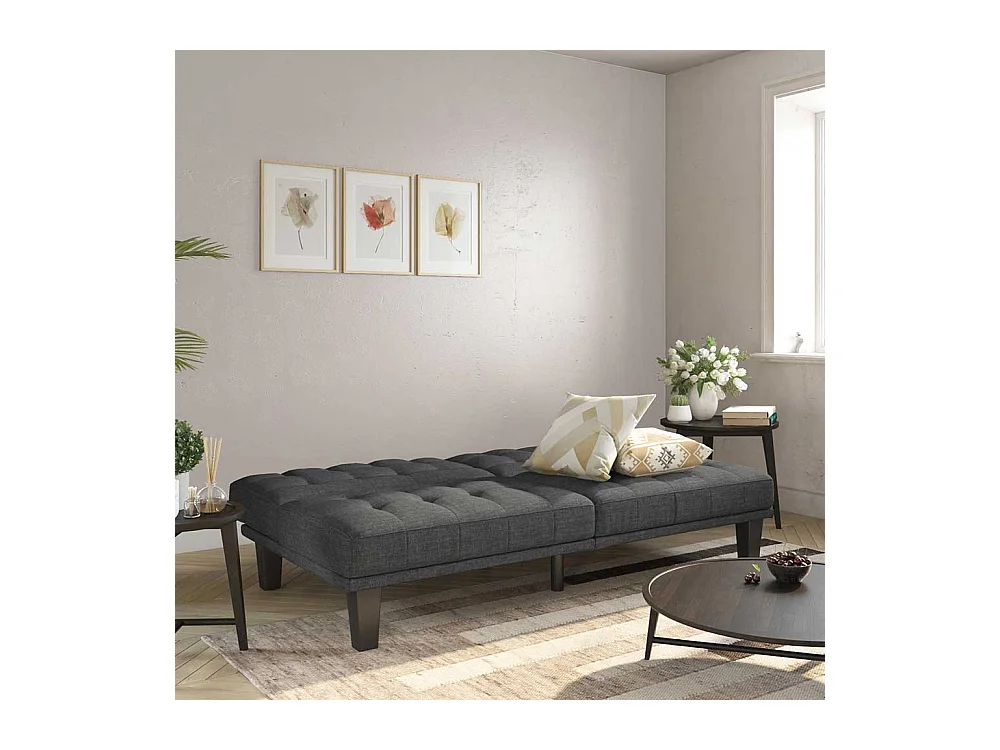Zweisitzer Schlafsofa mit Rücken Klappmechanik Grau Stoff