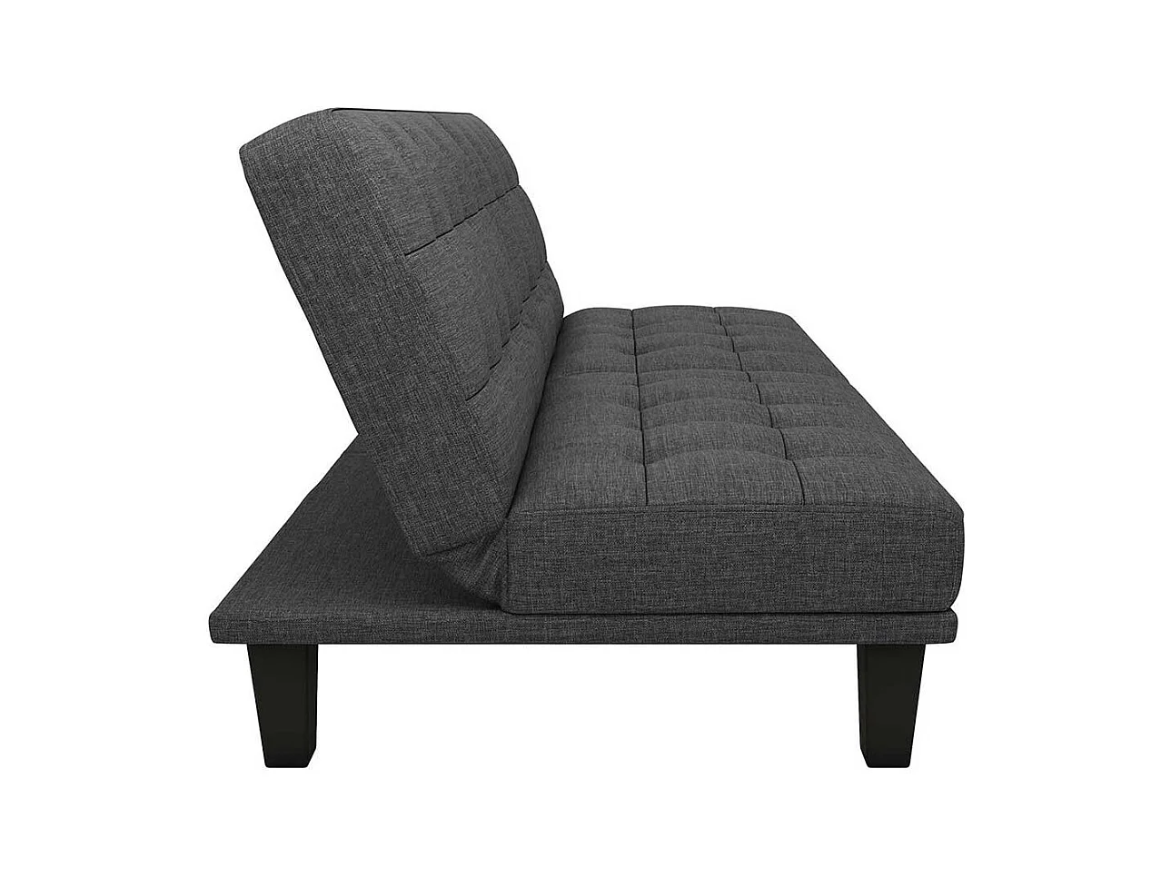 Zweisitzer Schlafsofa mit Rücken Klappmechanik Grau Stoff