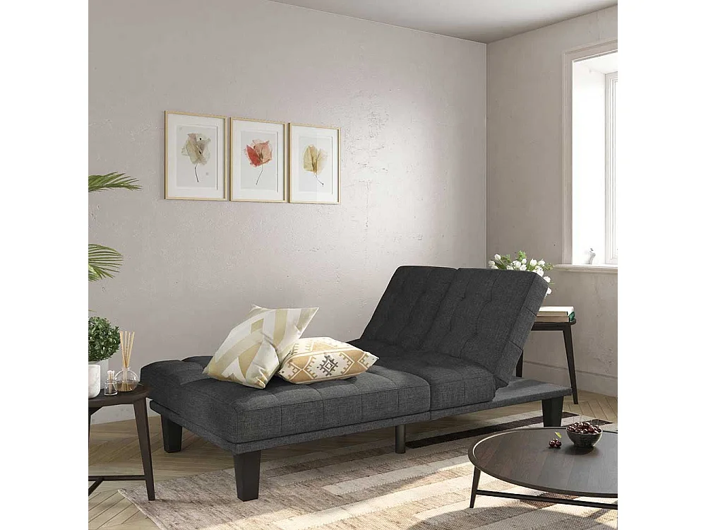 Zweisitzer Schlafsofa mit Rücken Klappmechanik Grau Stoff