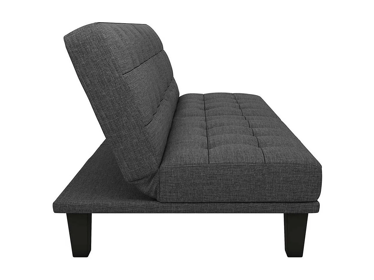 Zweisitzer Schlafsofa mit Rücken Klappmechanik Grau Stoff