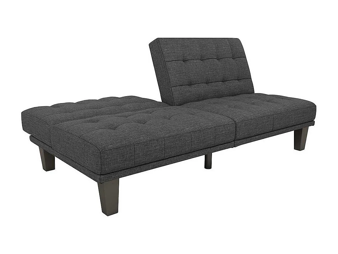 Zweisitzer Schlafsofa mit Rücken Klappmechanik Grau Stoff