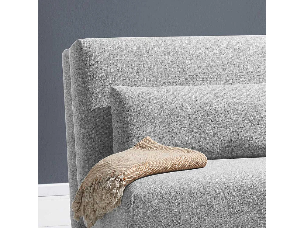 Zweiersofa in Hellgrau Stoff Schlaffunktion