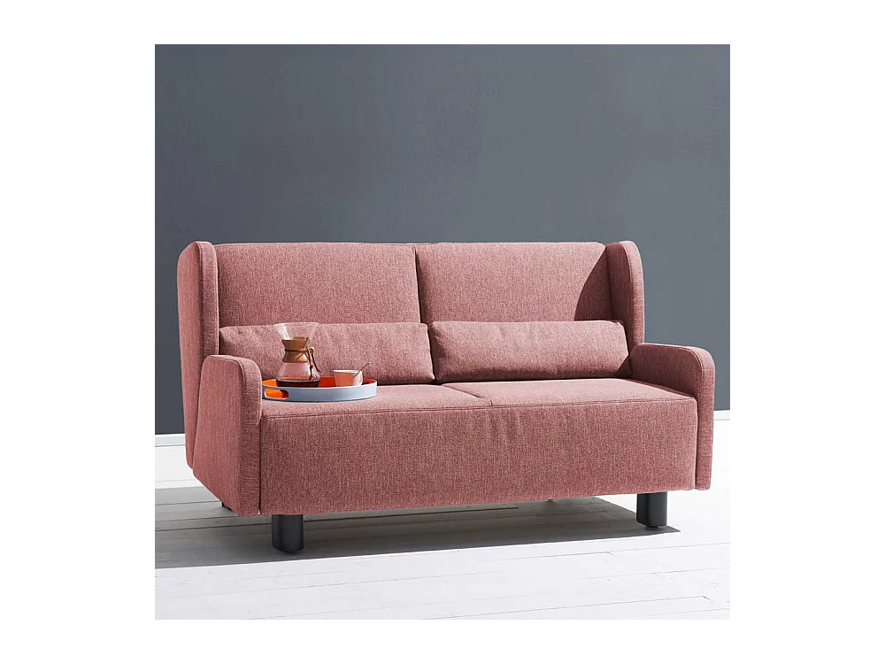 Klappcouch in Rosa Webstoff Made in Germany