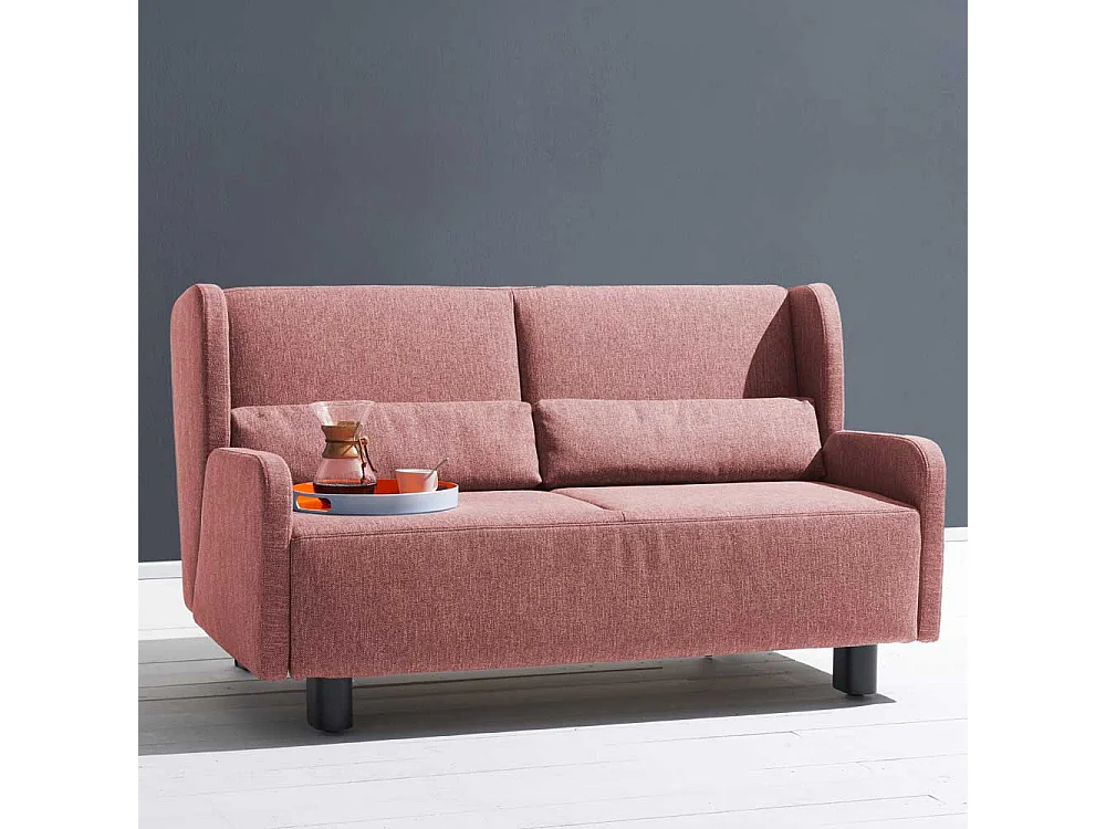 Klappcouch in Rosa Webstoff Made in Germany