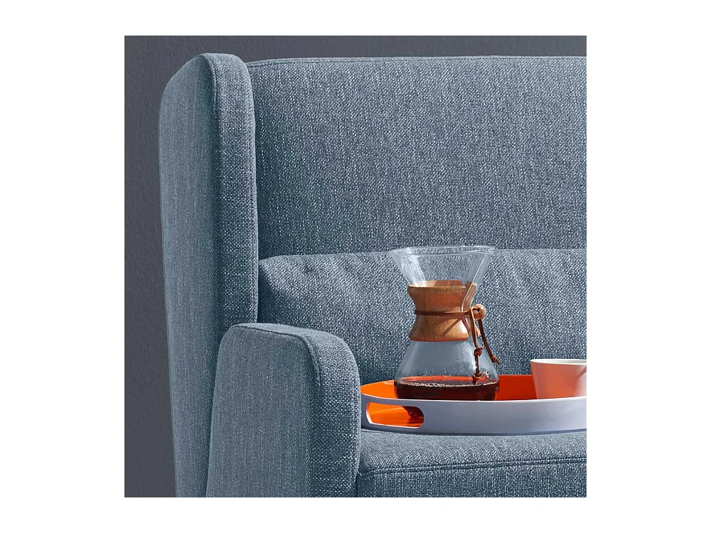 Zweier Sofa in Blau Webstoff Schlaffunktion