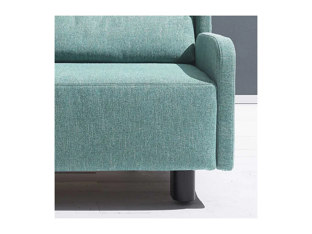 Schlafcouch in Petrol Webstoff modern