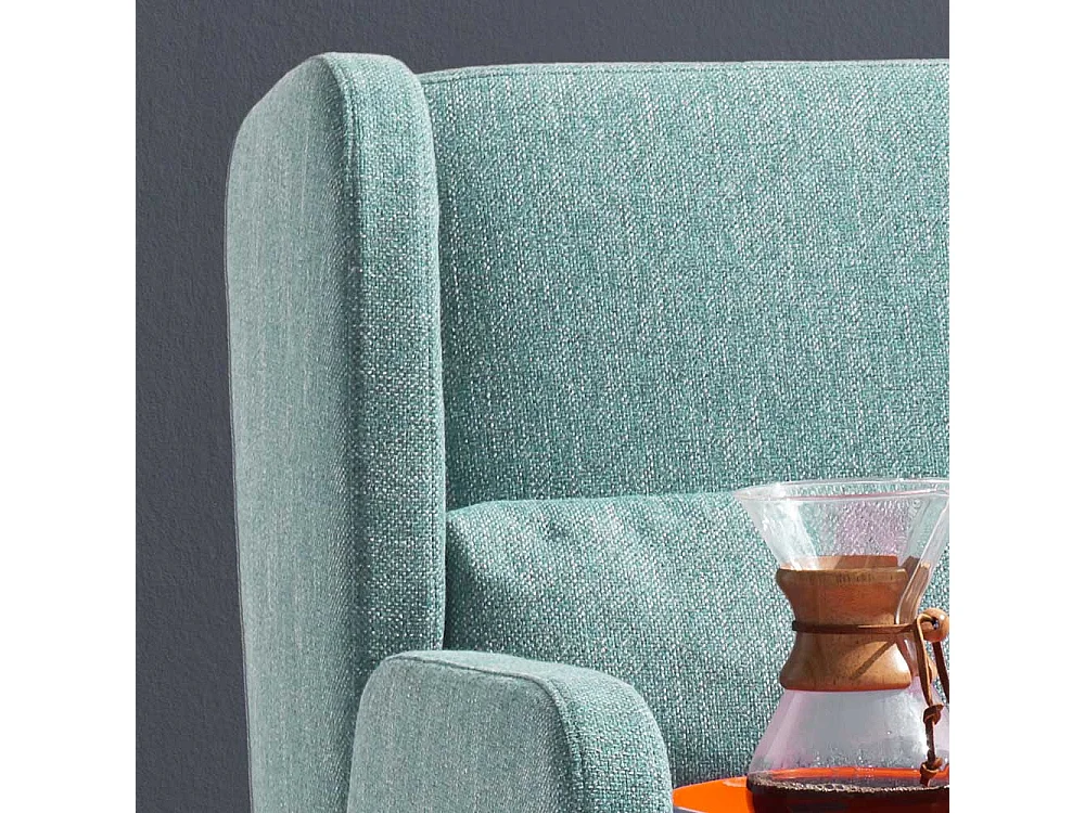 Schlafcouch in Petrol Webstoff modern