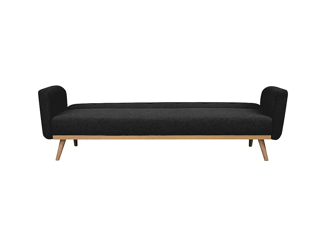 Funktions Klappsofa in Schwarz und Holz Naturfarben Skandi Design