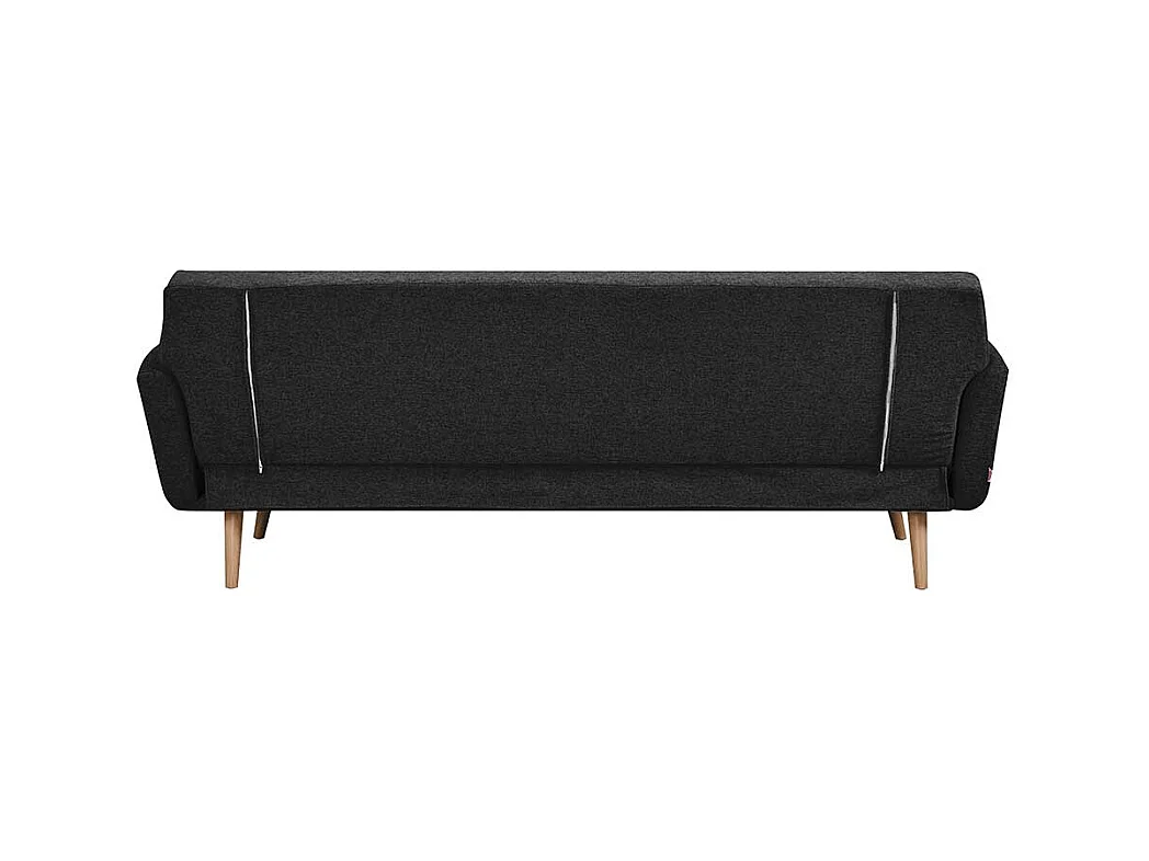 Funktions Klappsofa in Schwarz und Holz Naturfarben Skandi Design