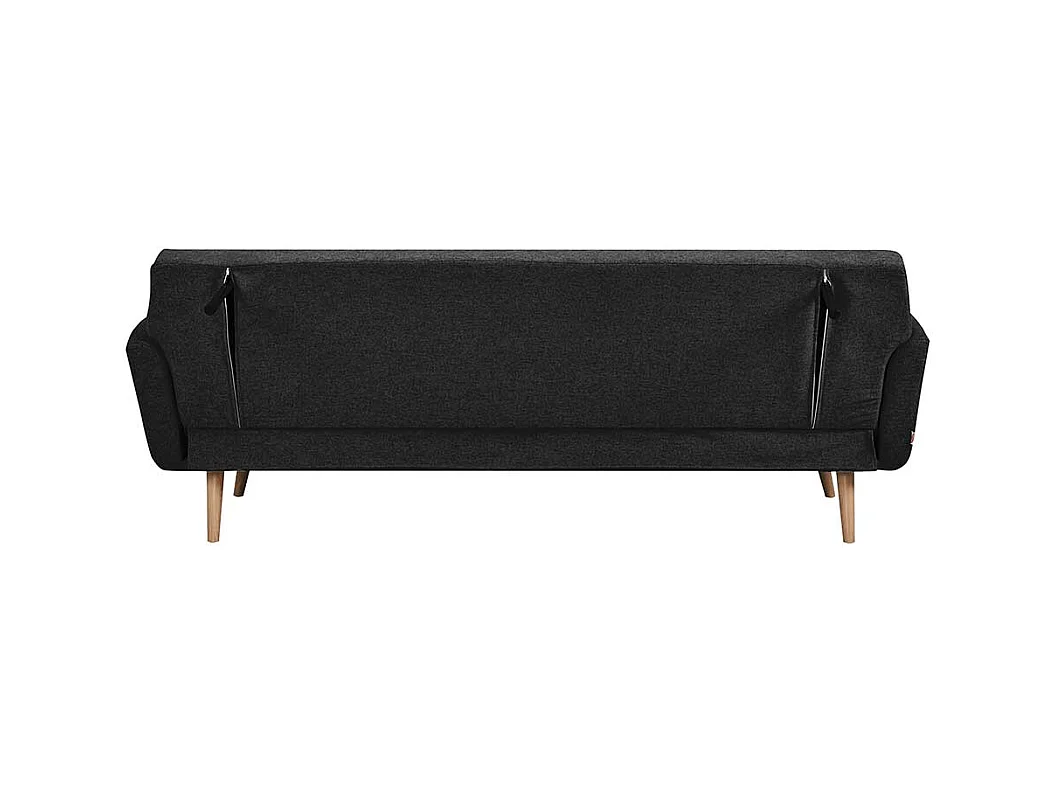 Funktions Klappsofa in Schwarz und Holz Naturfarben Skandi Design