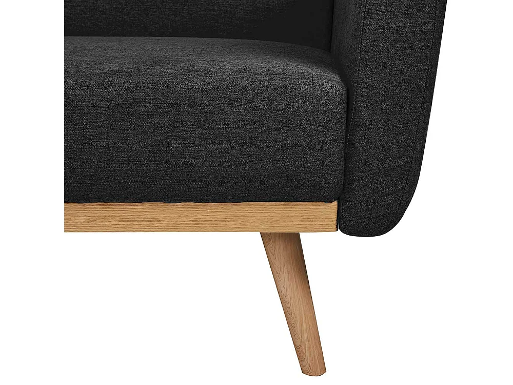Funktions Klappsofa in Schwarz und Holz Naturfarben Skandi Design