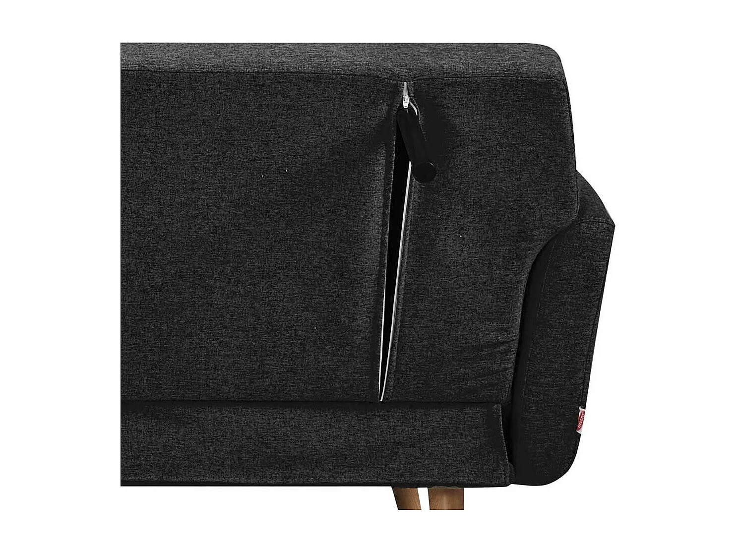 Funktions Klappsofa in Schwarz und Holz Naturfarben Skandi Design