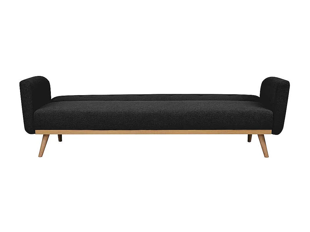 Funktions Klappsofa in Schwarz und Holz Naturfarben Skandi Design