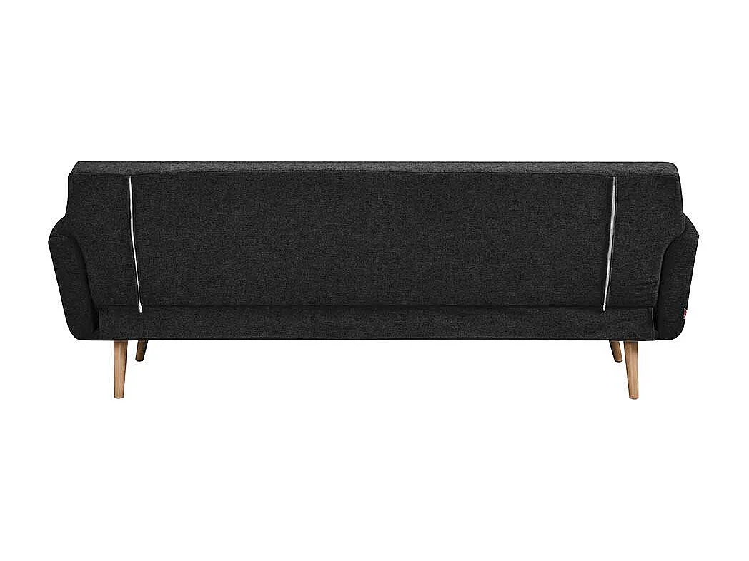 Funktions Klappsofa in Schwarz und Holz Naturfarben Skandi Design