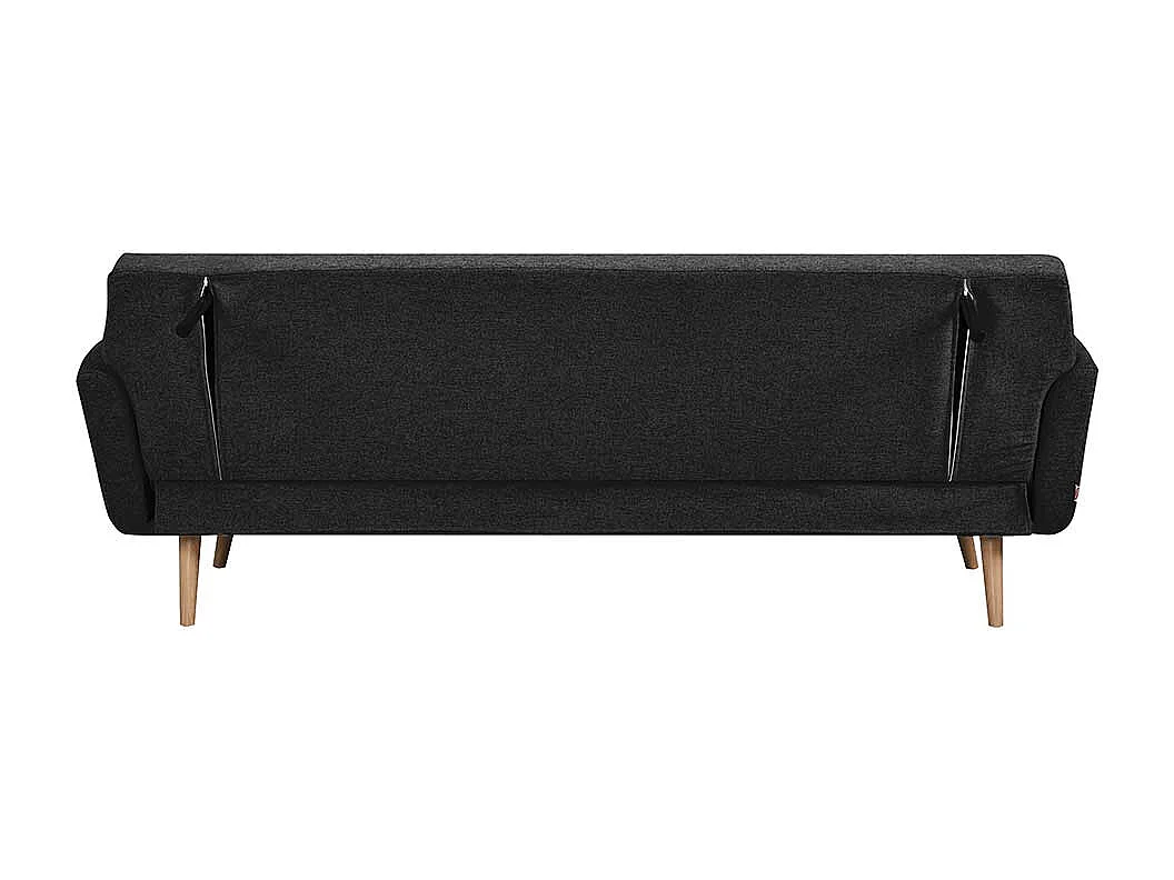 Funktions Klappsofa in Schwarz und Holz Naturfarben Skandi Design