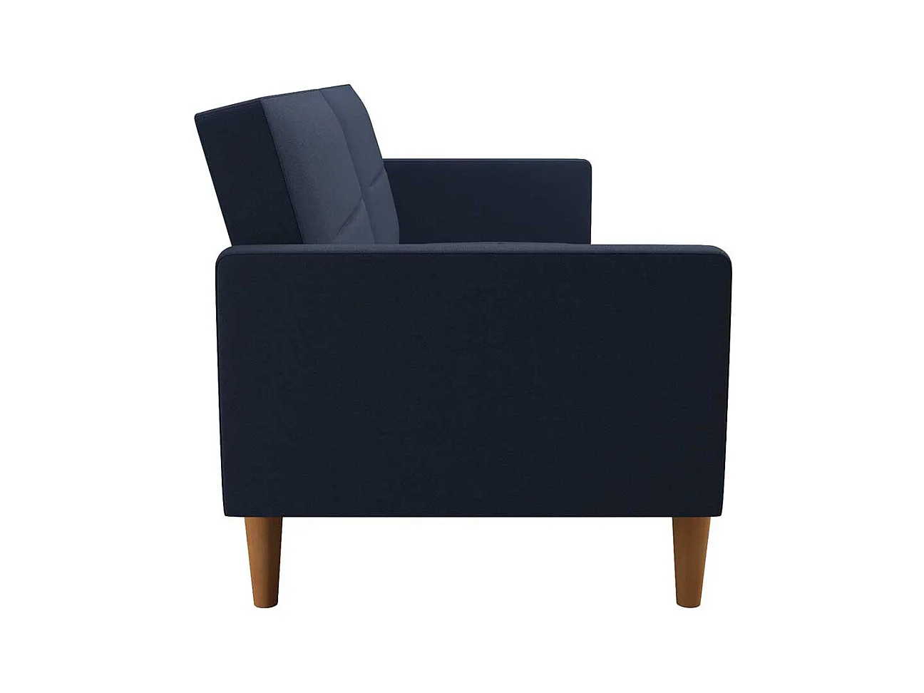 Ausklappbares Sofa Retrostil in Dunkelblau Fußgestell aus Holz