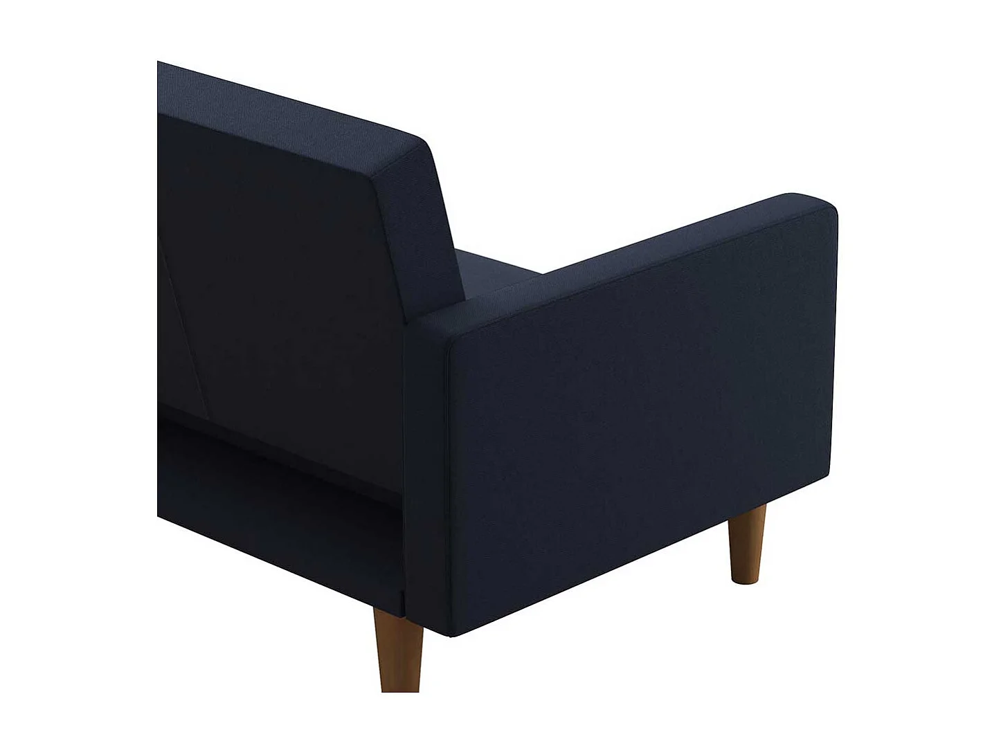 Ausklappbares Sofa Retrostil in Dunkelblau Fußgestell aus Holz