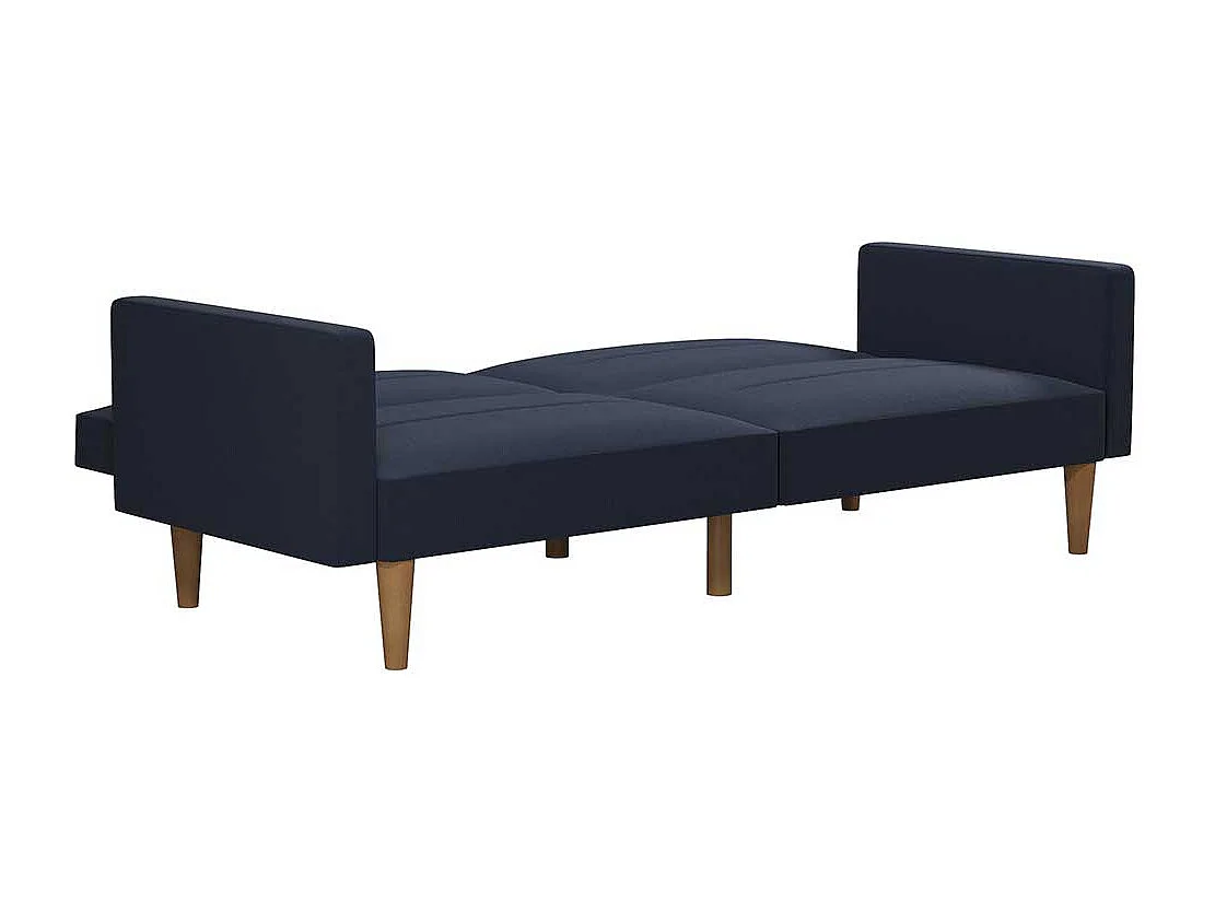 Ausklappbares Sofa Retrostil in Dunkelblau Fußgestell aus Holz