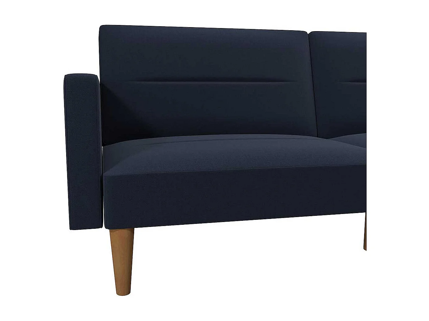 Ausklappbares Sofa Retrostil in Dunkelblau Fußgestell aus Holz