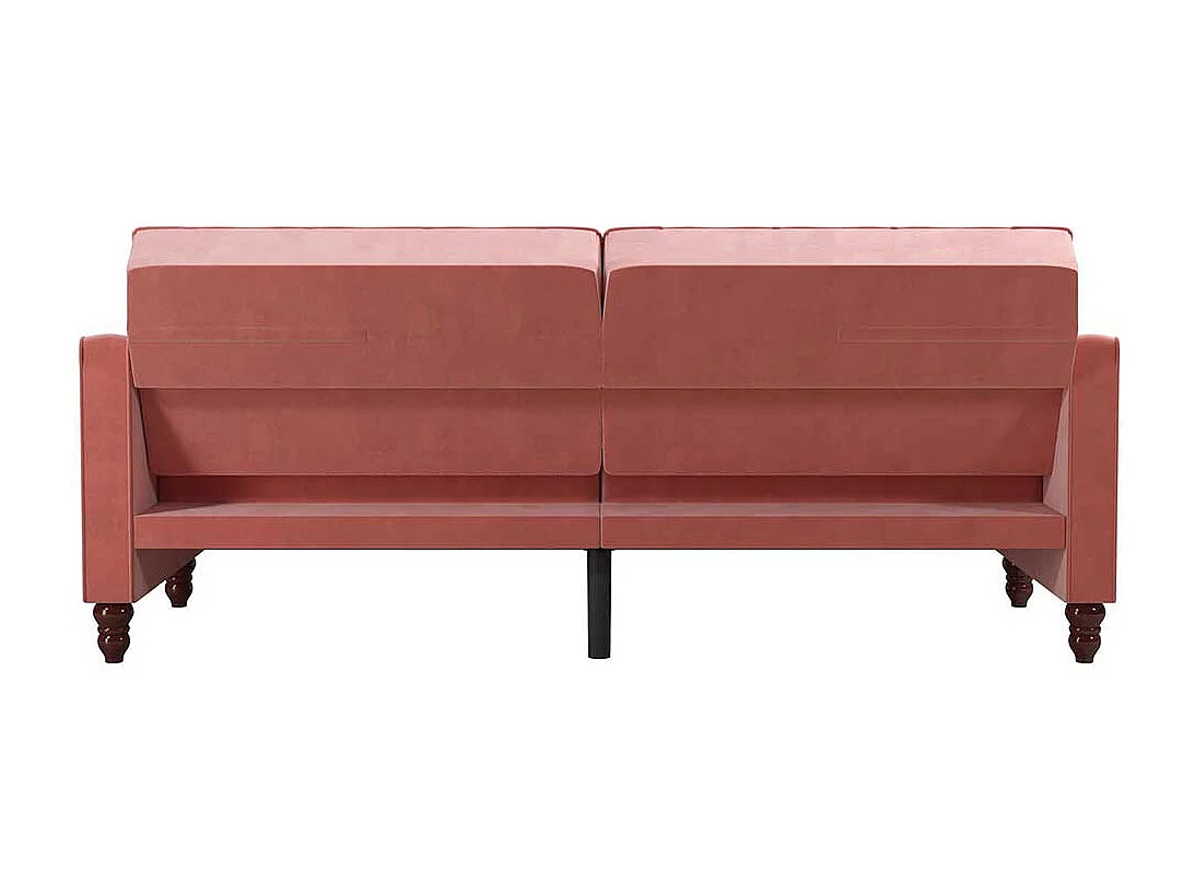 Zweisitzer Schlafsofa rosa aus Samt Rücken Klappmechanik