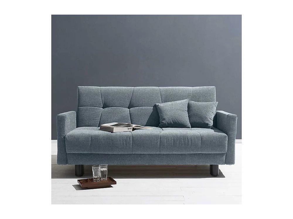 Klappcouch in Hellblau Flachgewebe verstellbaren Armlehnen