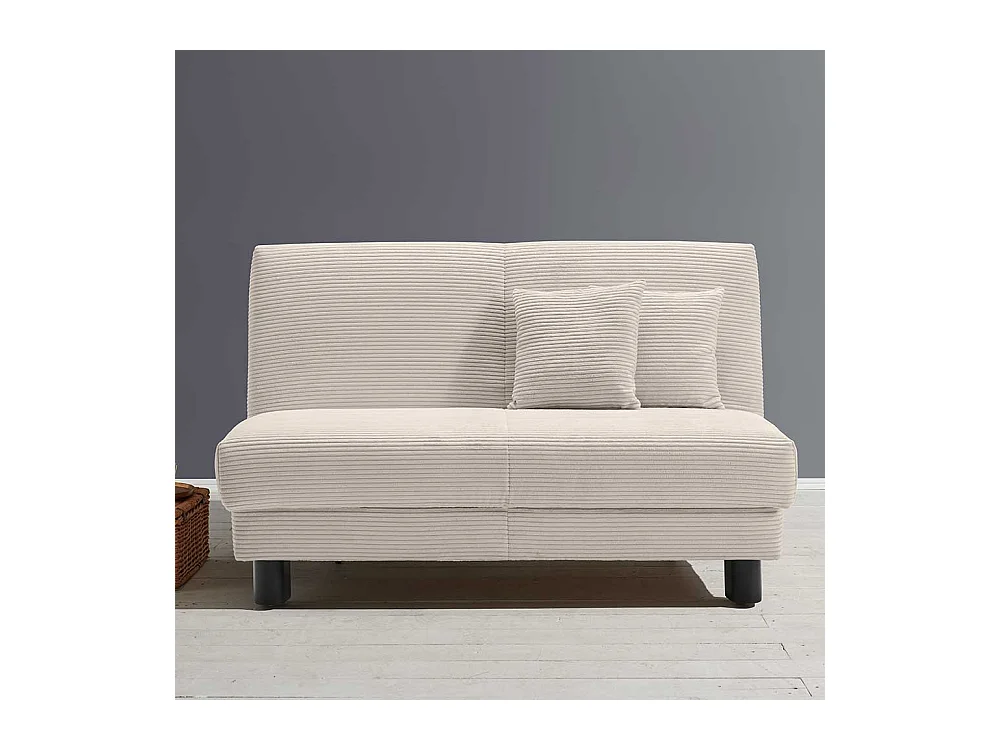 Zweisitzer Schlafsofa in Beige Cord Vierfußgestell aus Metall