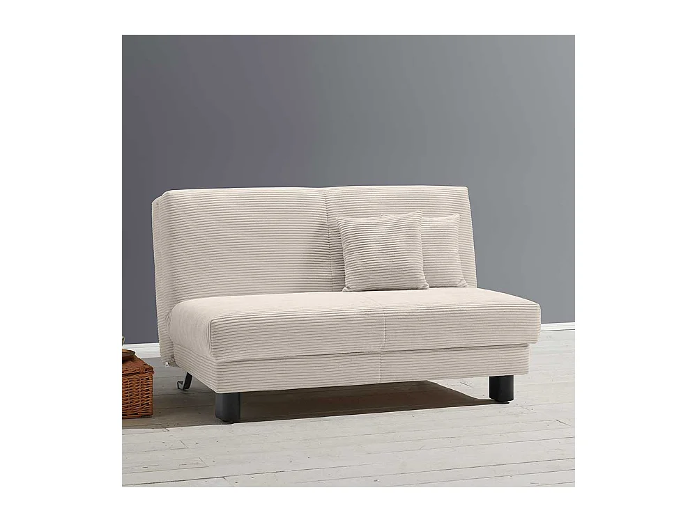 Zweisitzer Schlafsofa in Beige Cord Vierfußgestell aus Metall
