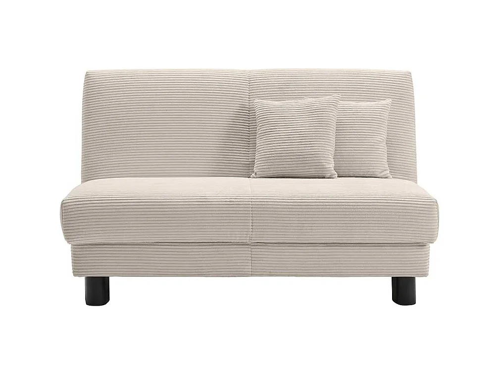 Zweisitzer Schlafsofa in Beige Cord Vierfußgestell aus Metall