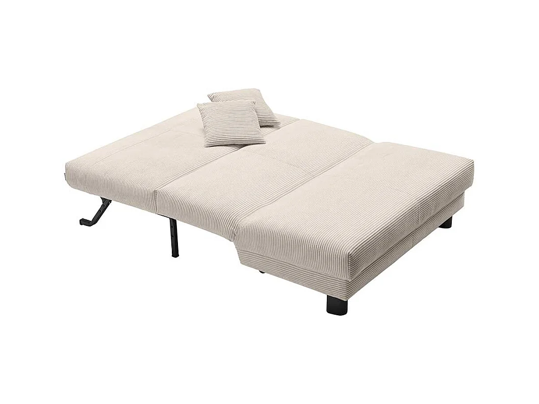 Zweisitzer Schlafsofa in Beige Cord Vierfußgestell aus Metall