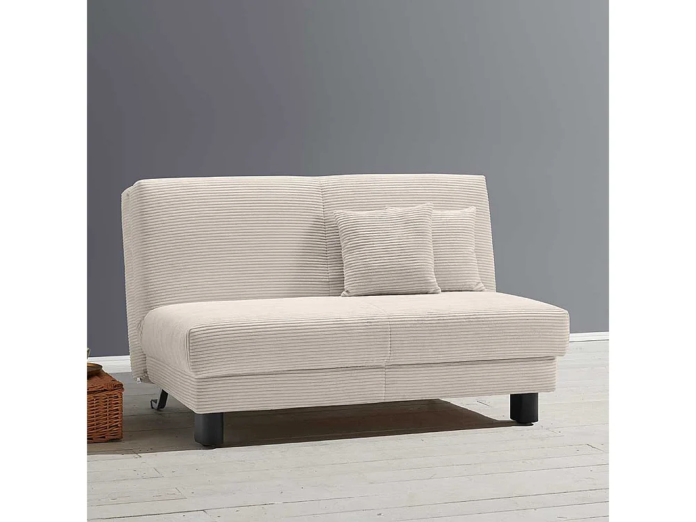 Zweisitzer Schlafsofa in Beige Cord Vierfußgestell aus Metall