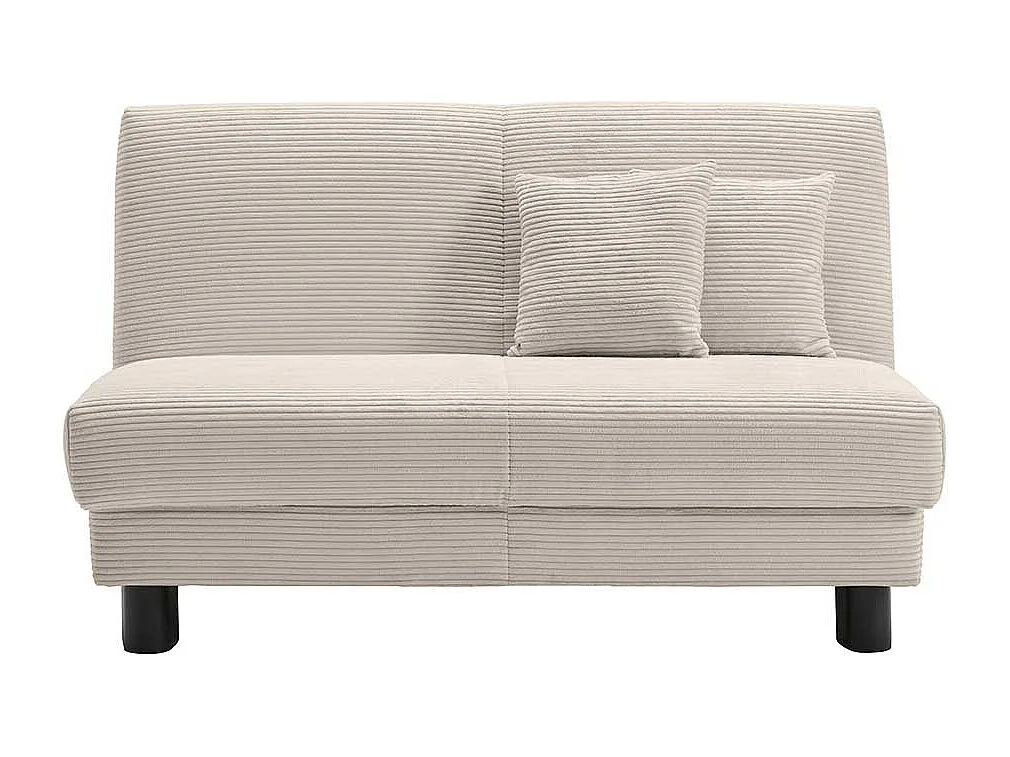 Zweisitzer Schlafsofa in Beige Cord Vierfußgestell aus Metall