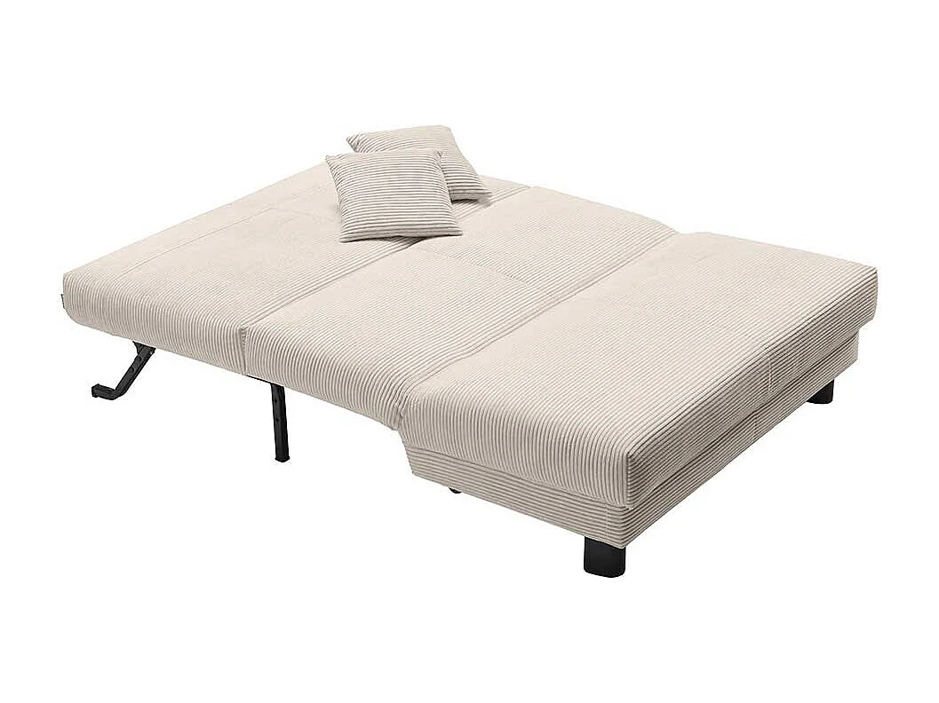 Zweisitzer Schlafsofa in Beige Cord Vierfußgestell aus Metall