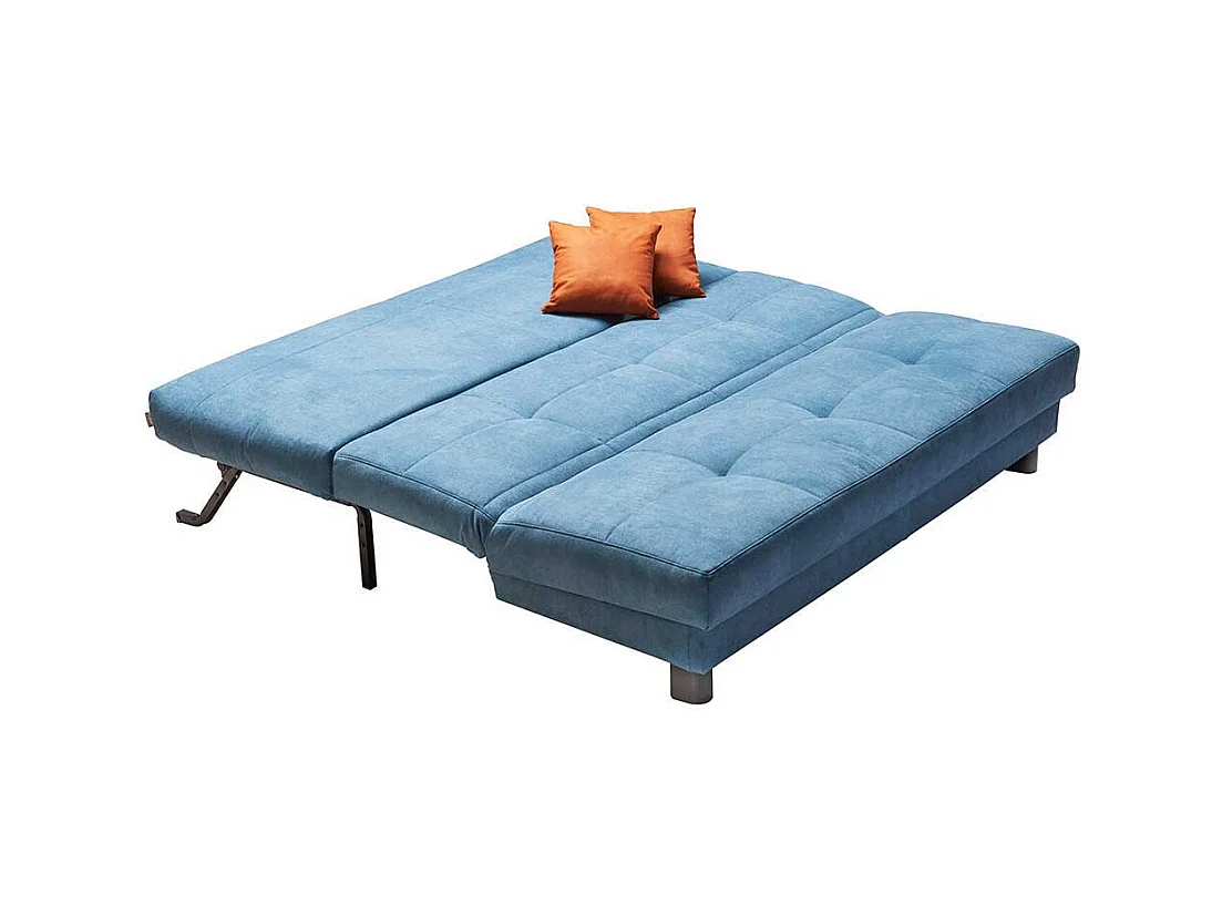 Klappcouch in Petrol Kissen in Orange