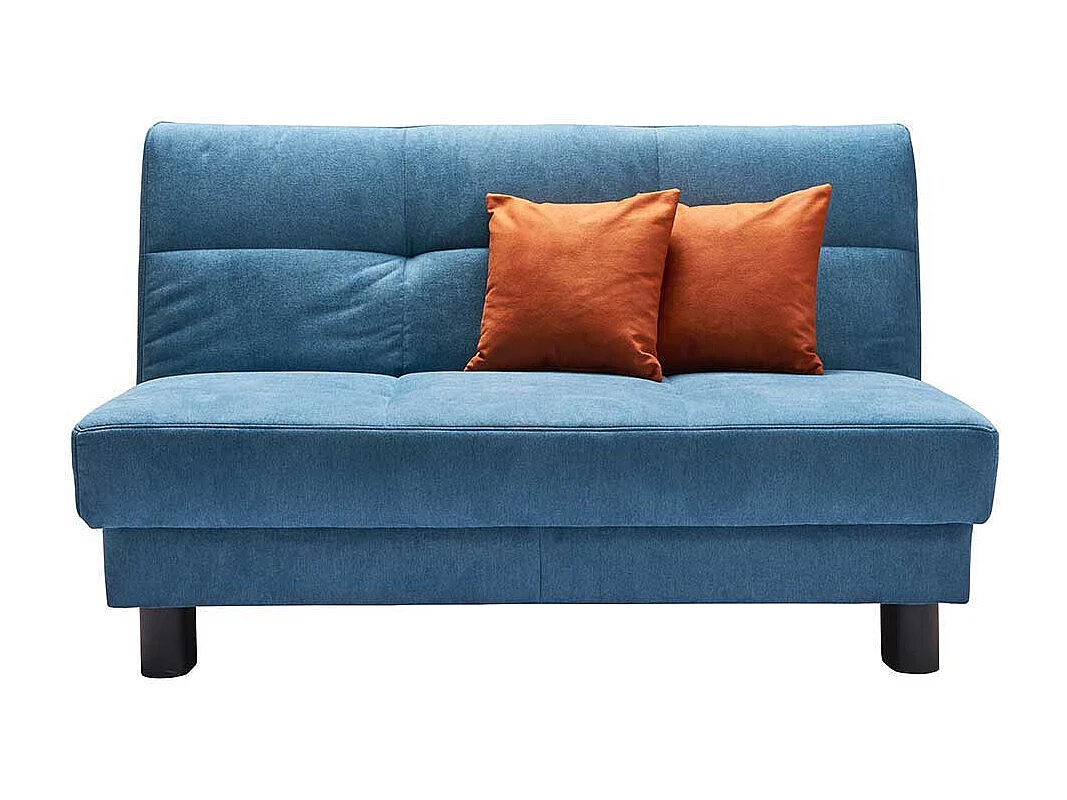 Klappcouch in Petrol Kissen in Orange