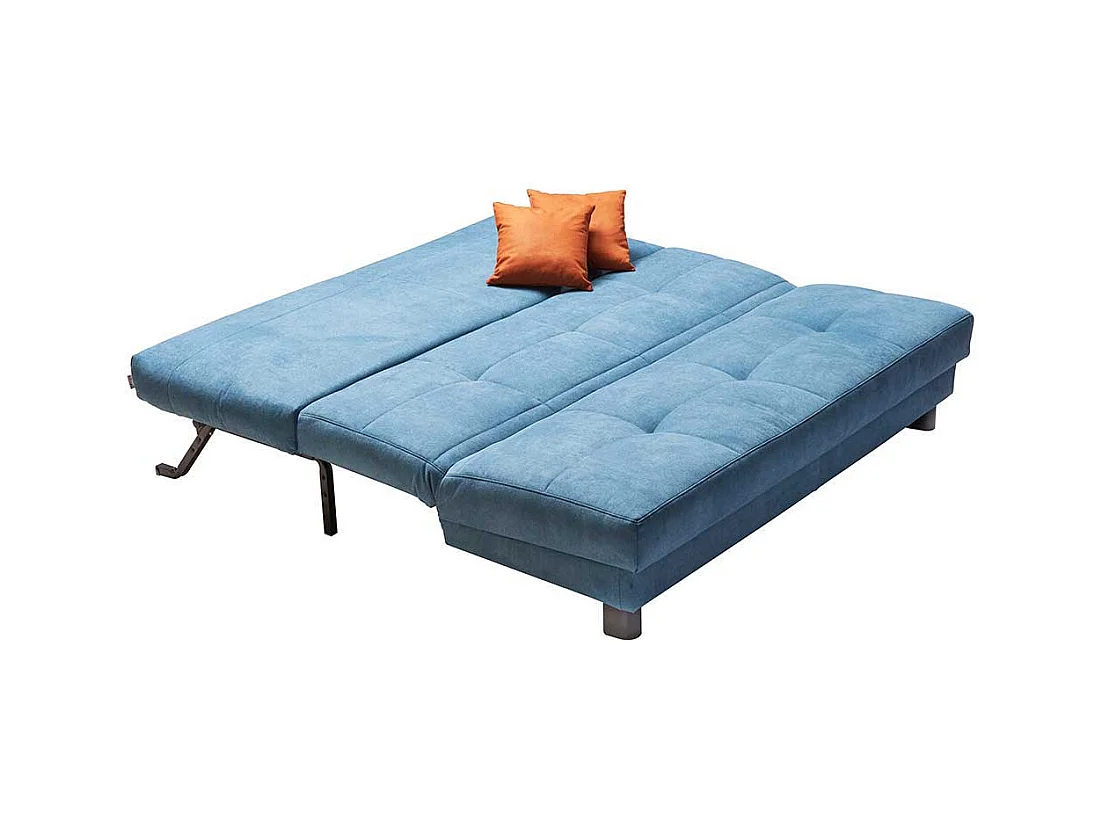 Schlafcouch in Petrol Webstoff klappbar