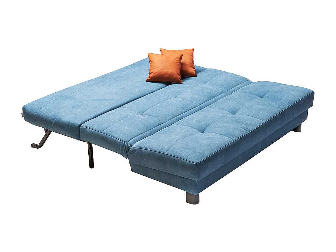 Schlafcouch in Petrol Webstoff klappbar