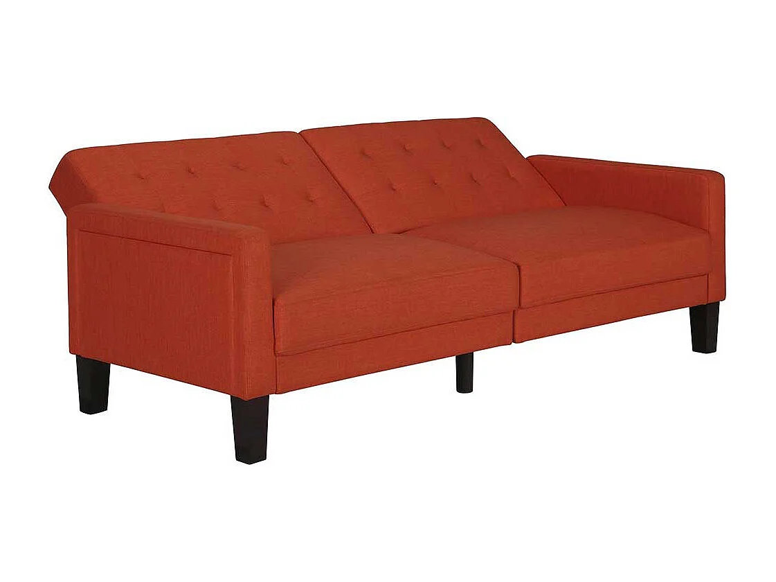 Ausklappbares Sofa Retro in Ziegel Rot 200 cm breit - 88 cm tief