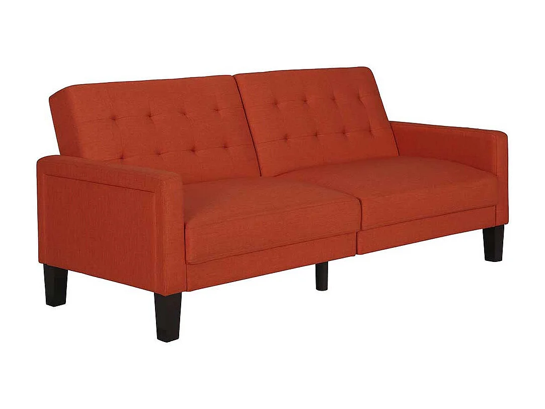 Ausklappbares Sofa Retro in Ziegel Rot 200 cm breit - 88 cm tief