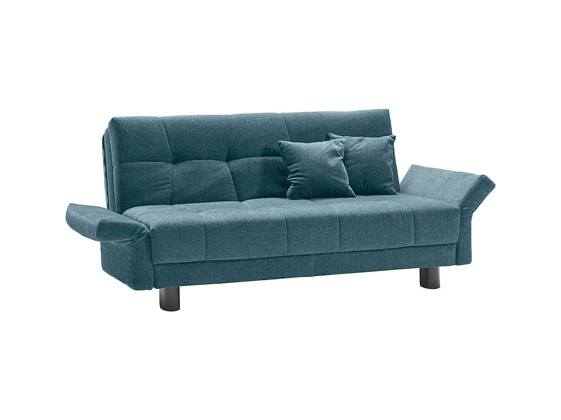 Funktionssofa in Petrol Flachgewebe abklappbaren Arnlehnen